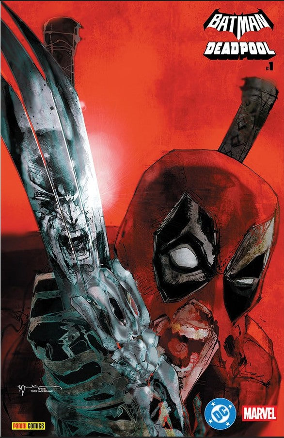 BATMAN / DEADPOOL #1 BILL SIENKIEWICZ EXCLUSIVE VARIANT - GLOSS LAMINATE + METALLIC FINISH